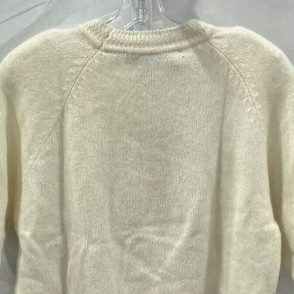 NEW VTG 80s 90s Lambswool Angora Short Sleeve Sweater Pullover Ivory Women's L - Picture 5 of 10